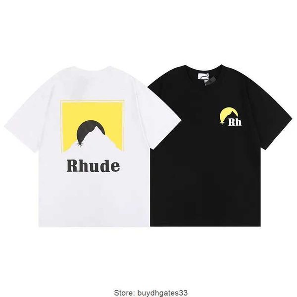 

mens designer t shirt rhude casual shirts man womens summer tees short sleeves sell luxury men hip hop clothes european sizes, White;black