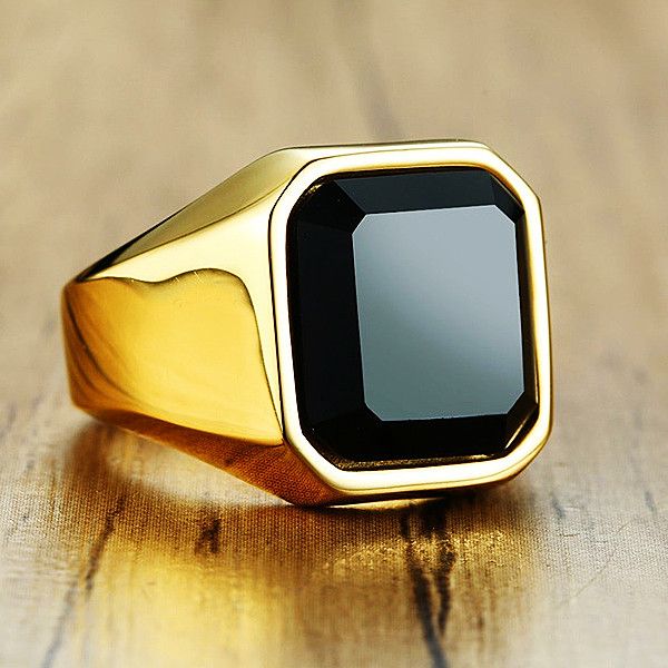 

men's black and red agate stainless steel rings perfect fusion of style and quality jewelry party gift yw173rc-207, Golden;silver