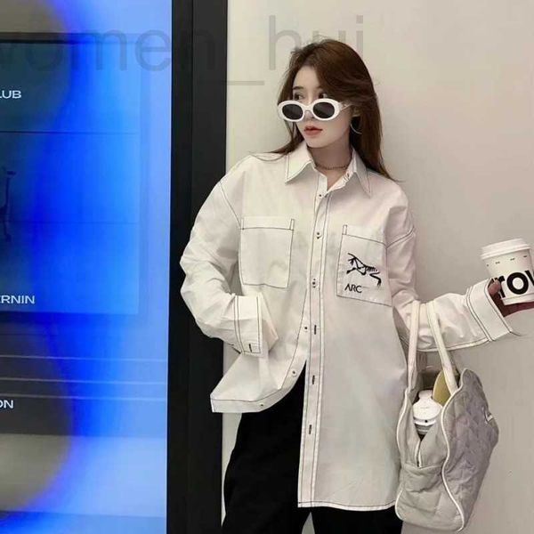 

men's casual shirts designer summer casual shirt fashion embroidery long sleeved shirts shirt men women ins premium version classic lap, White;black