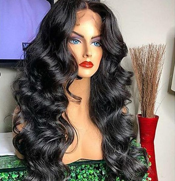 

2020 hd transparent lace front human hair wigs full lace wig pre plucked brazilian body wave 360 lace frontal wig with baby hair r3741706, Black;brown