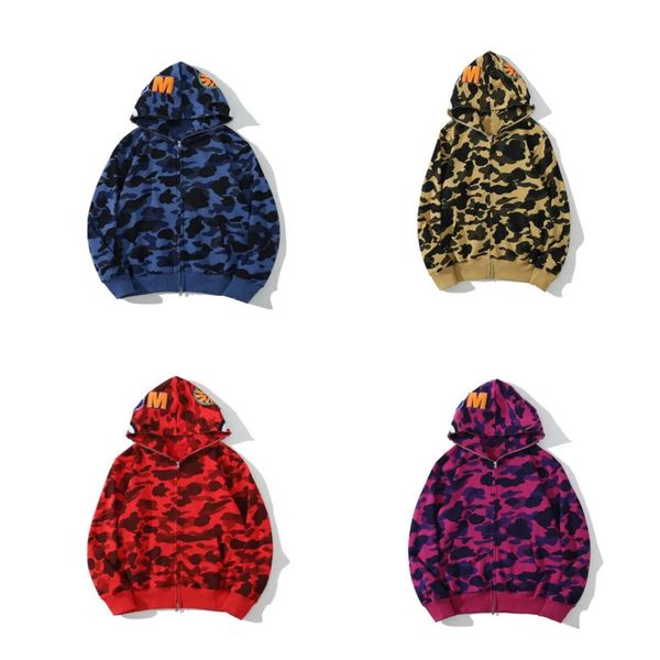 

mens designer hoodie full zip up shark hoodies for woman black camouflage jacket blue hoody hooded sweatshirt man womens sweater long