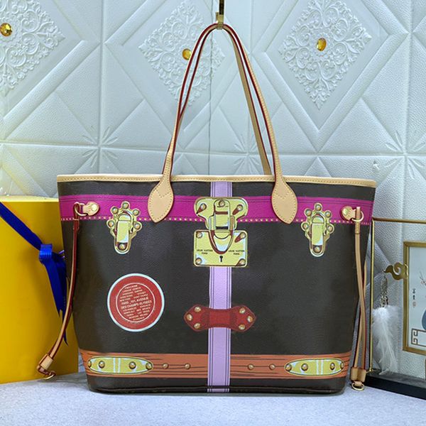 

shopping bags m40995 silk screen women canvas leather shoulder bags embossed brand letter luggage binding designer handbag purse ladies clas