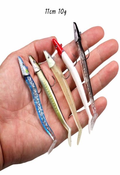 

11cm 10g bionic fish hook soft baits lures jigs hooks 5 colors mixed silicone fishing gear f66329264