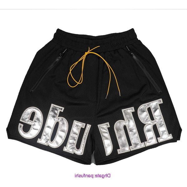 

wholesale designer shorts online shop chaopai rhude leather embroidered letter sports shorts men's and women's high street basketb, White;black