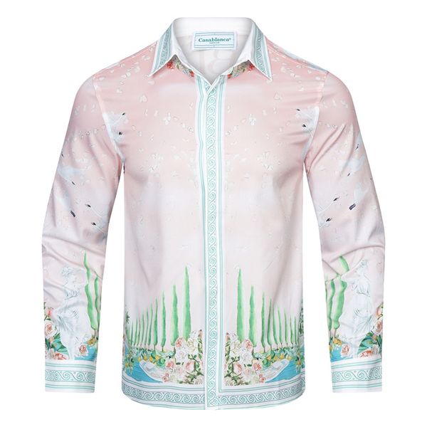 

luxury designer men's dress sleeve shirts fashion new casablanca summer casual print shirt men's slim long sleeve shirt 06, White;black
