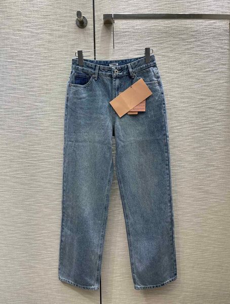 

designer jeans chrome the cross printed washed light into old straight loose jean mens woman mid waist long pants hearts splash ink loose ca, Blue