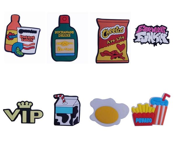 

whole 100pcs food milk fries egg vip bottle bear pvc shoe charms buckles decoration accessories plastic ornaments jibbitz for 7903811, White;pink