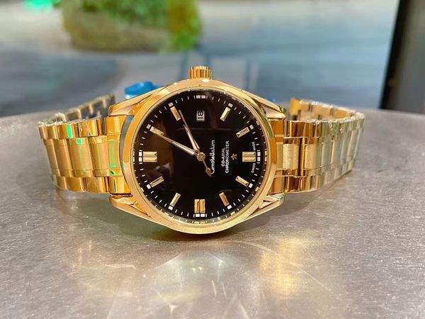 

high-quality men's watches luxury fashion machinery automatic steel band yellow dial 42mm watch men's clock design military watch, Slivery;brown