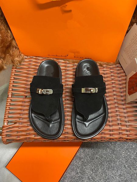 

sandals women slides womens scuffs slipper designers shoes high heels genuine leather lady paris summer 0605, Black