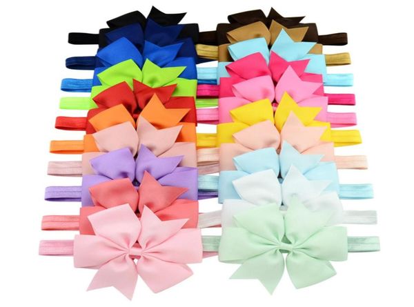 

433quot baby infant big bow headband grosgrain ribbon boutique bows headbands girls elastic hairbands hair accessories kids hea1267996, Slivery;white