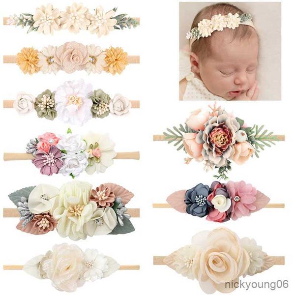 

hair accessories cute baby girl headbands elastic band newborn head flower toddler headband headwear kids hairband r230608, Slivery;white