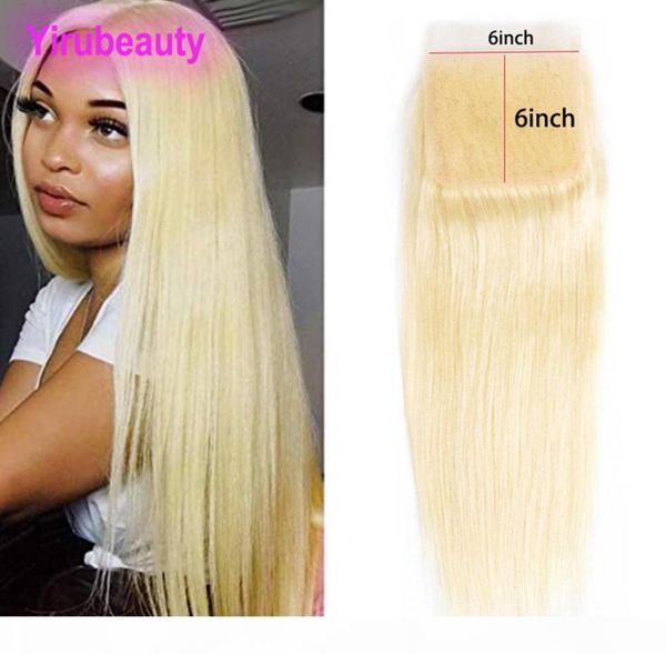 

brazilian virgin hair blonde six by six lace closure middle three part 6x6 closures straight 613 blonde color6435982, Black;brown