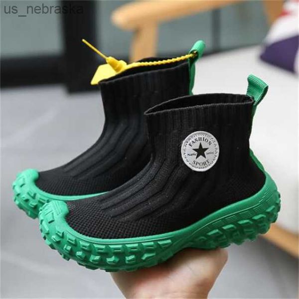 

fashion children's sports shoes spring autumn highelastic fabric socks shoe kids boys girls casual sneakers toddler baby chaussures l23, Black