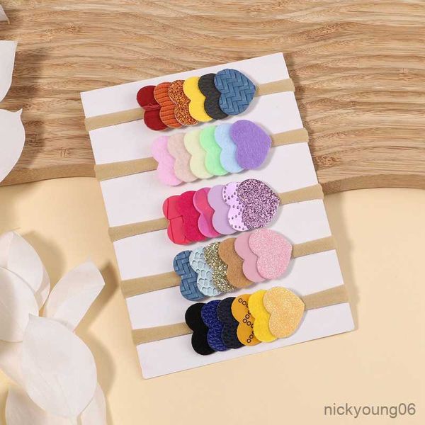 

hair accessories glitter love baby girls headband felt cloth for newborn elastic hairband princess children head bands r230608, Slivery;white
