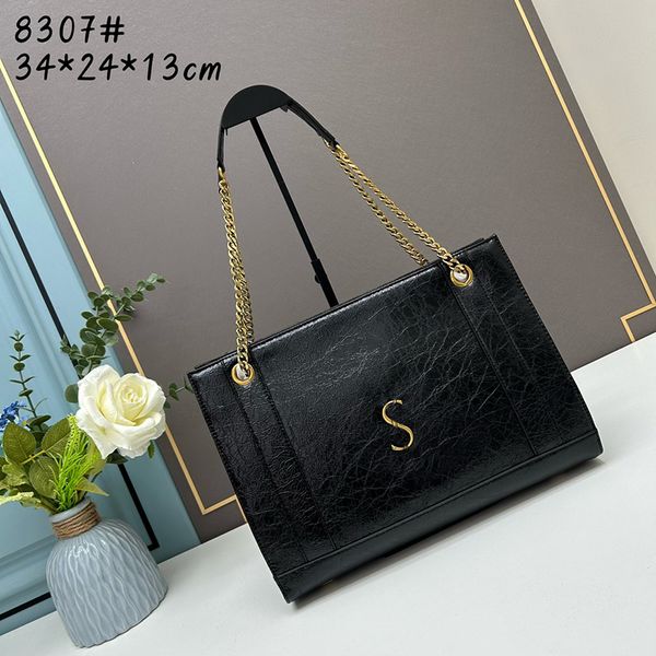 

wrinkled oil wax totes leather shoulder bag luxury designer women tote shopper bag large capacity handbag lady work shopping bags 34cm