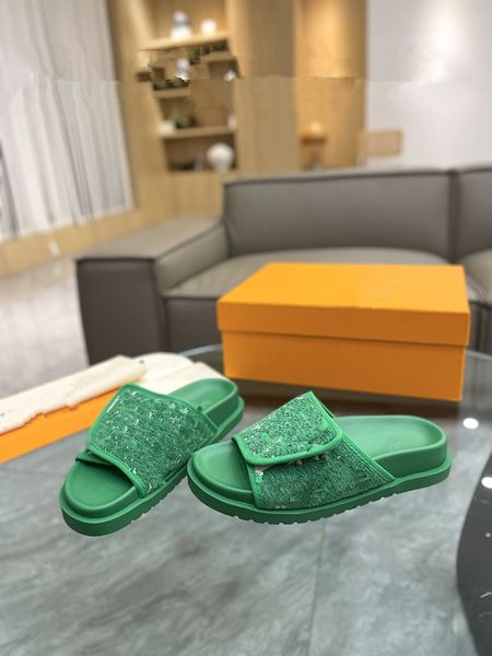 

2023 fashion sandals genuine leather for women slippers summer luxury flat slides ladies summer beach sandal party wedding oran slipper shoe, Black
