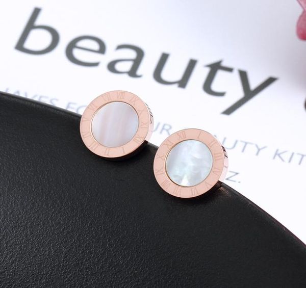 

stainless steel stud minimalist roman numeral turquoise studs earrings shell stud earring prosperity jewelry for men women unisex1416666, Golden;silver