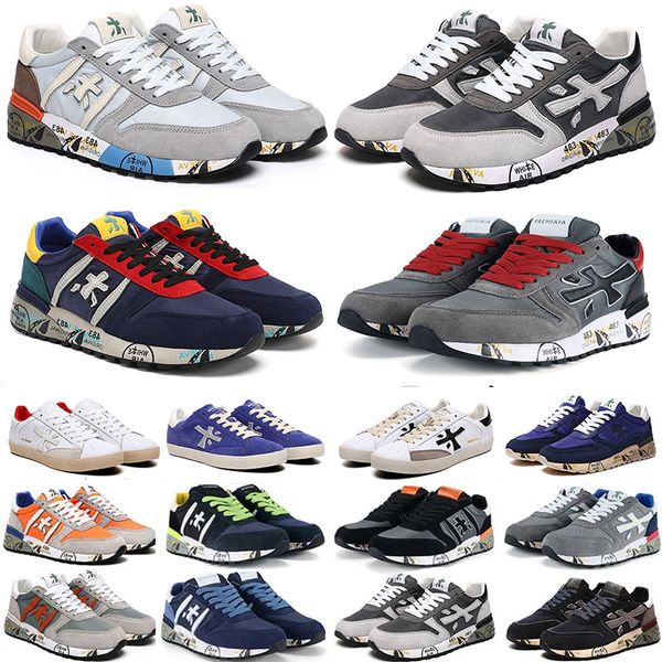 

new premiata mens womens running shoes italy mick lander django sheepskin genuine leather trainer sports sneakers for men and women, Black
