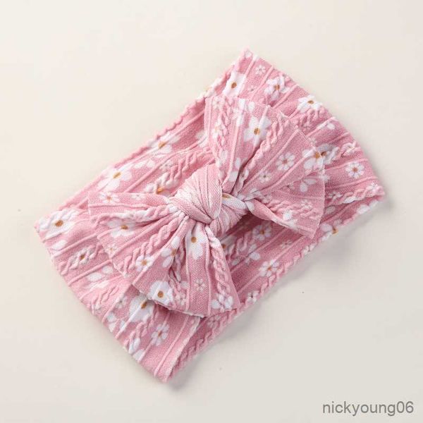 

hair accessories floral print baby headband bows children turban for girls head bands newborns hairband springs headwrap r230608, Slivery;white