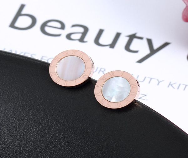 

stainless steel stud minimalist roman numeral turquoise studs earrings shell stud earring prosperity jewelry for men women unisex9400049, Golden;silver