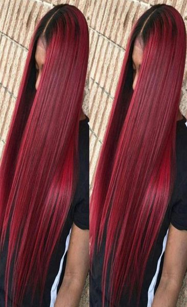 

99j ombre colored lace front human hair wigs straight human hair wigs burgundy 44 lace wig preplucked remy hair pinshair 1307078839, Black