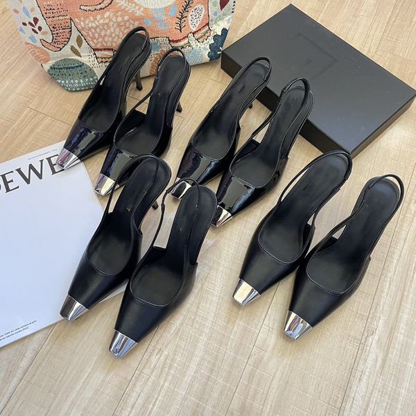 

2023 women slingbacks sandal yslity blade 7cm 9cm espadrilles ballerinas sandals ladies party wedding dress shoes stiletto high heels slippe, Black