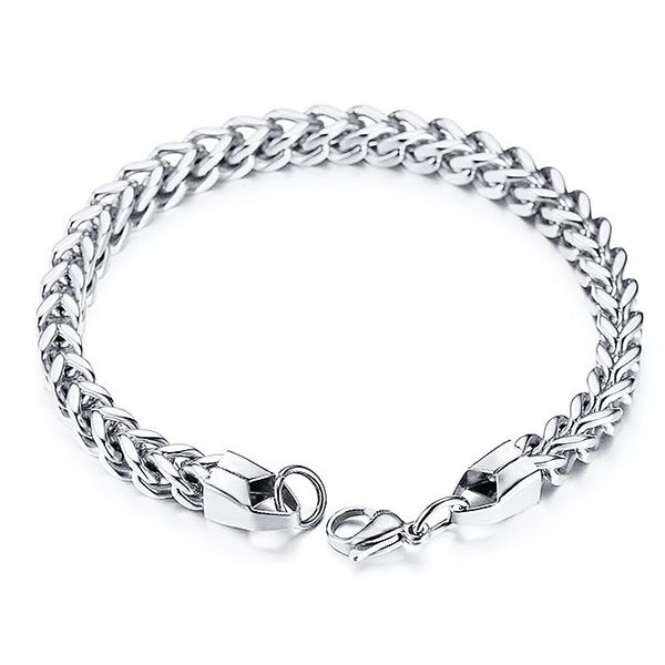 

vintage mens bracelet stainless steel dargon bone shaped link chain braid bracelets punk jewelry for men boyfriend yw167/625, Black