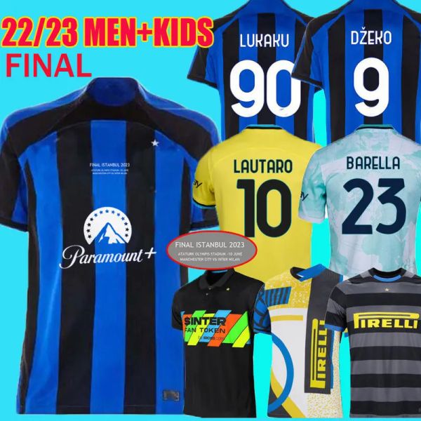 

22 23 24 lukaku soccer jerseys final kid kit maillot de dzeko lautaro barella 2023 maglie football shirt child training 115 year kvaratskhel, Black;yellow