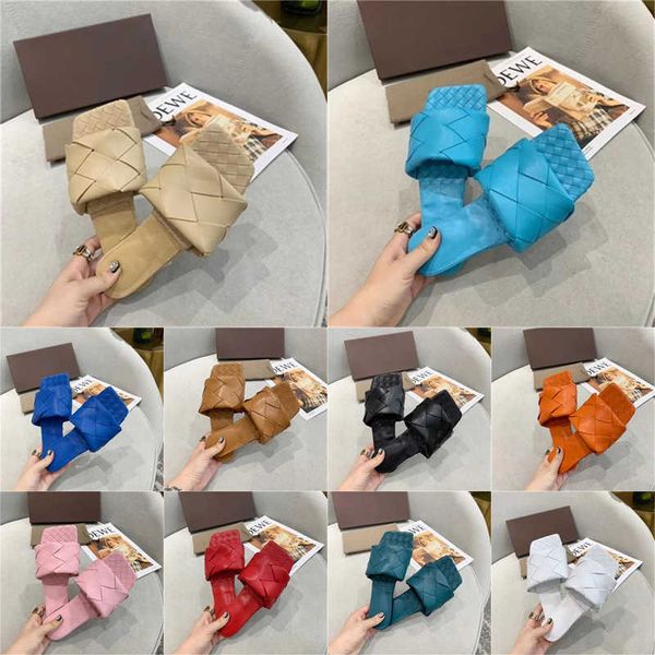 

7a excellent flat slides lido sandals woven women slippers square mules shoes ladies wedding high heels shoes dress shoes, Black