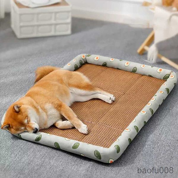 

cat carriers houses madden summer bed breathable lightweight pet rattan mat nest mat ice cooling nest cat bed small r230608