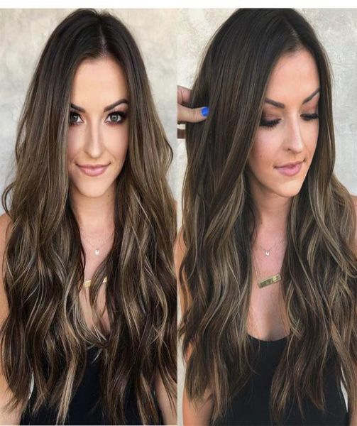 

middle hairline brown synthetic wig woodfestival long wavy hair women7711402, Black