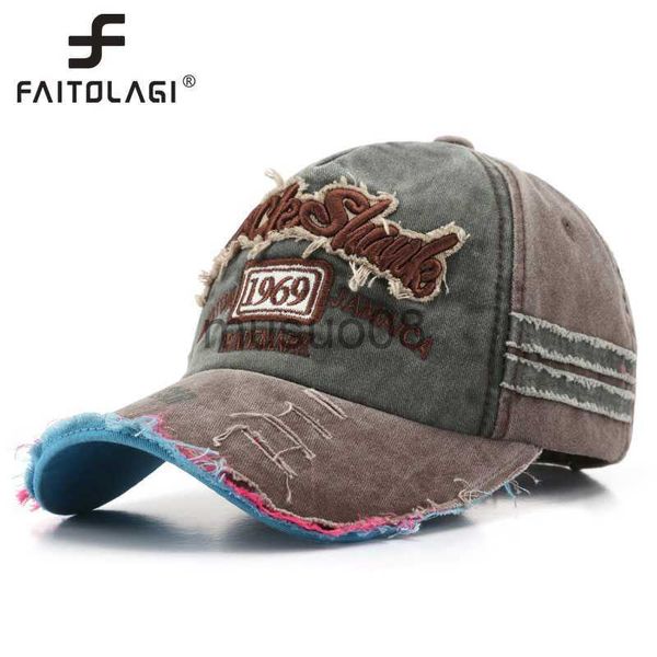 

ball caps fashion letter 1969 embroidery washed cotton baseball cap men male retro patchwork hip hop dad trucker hat outdoor streetwear j230, Blue;gray