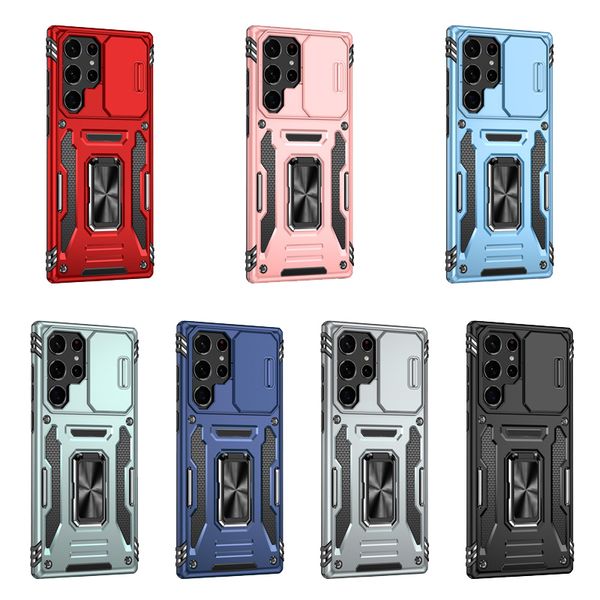 

military grade shockproof phone cases for samsung s23 s22 s21 s20 plus ultra fe a14 a24 a34 a54 armor pc tpu slide camera multifunction phon