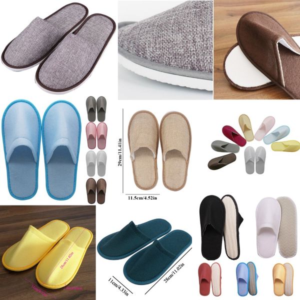 

new simple fashion slippers l travel spa portable men slippers disposable home guest indoor linen men women slipper, Black