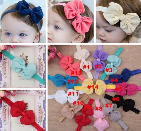 

14colors baby chiffon bow headbands girls headwraps infant children hair accessories newborn bowknot hairband baby pography pro6646745, Slivery;white