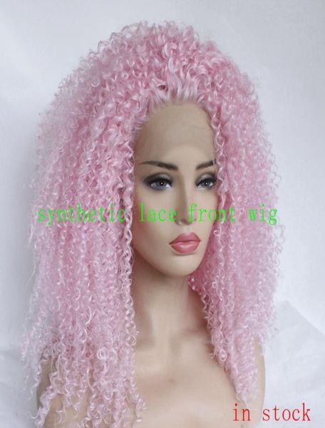 

pink afro curly wigs synthetic lace front wigs pink with baby hair heat resistant brazilian hair full lace for black wome8258089