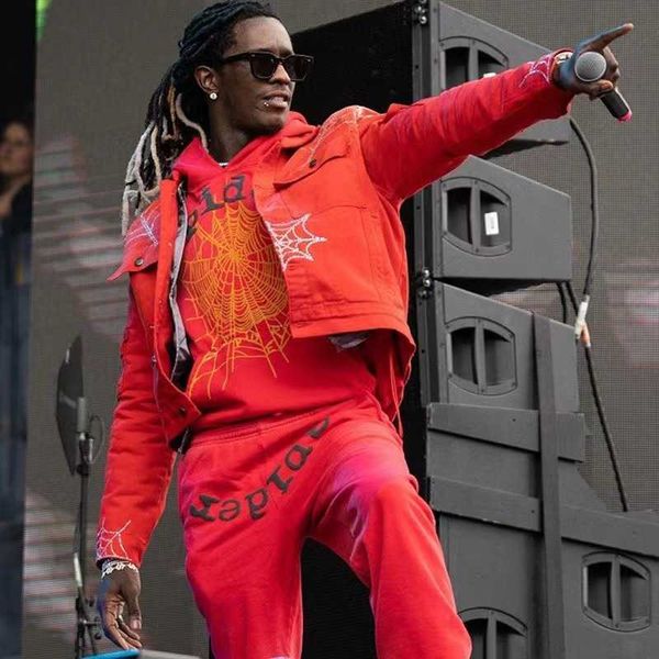 

2023 new men and women fashion hoodies sweatshirts young thug star's same terry style sp5der 5555555 pink hoodie sweater couple i, Black