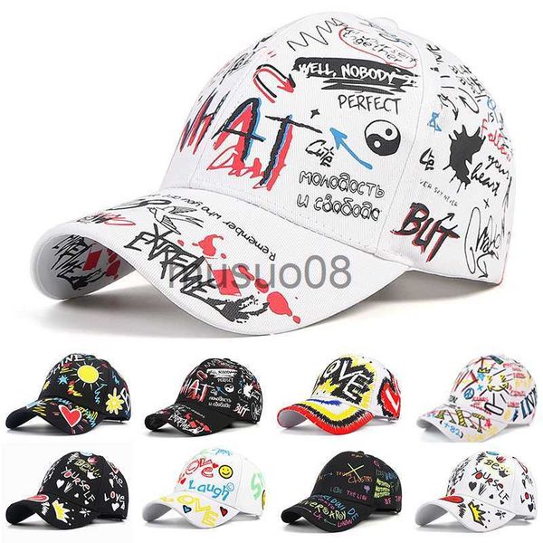 

ball caps cotton white baseball cap women men 2023 summer snapback caps men korean cartoon graffiti print casquette femme baseball hat j2306, Blue;gray