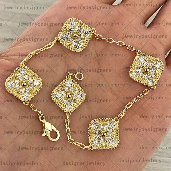 

4/four leaf clover bracelet luxe armband womens jewelry for girls bracelet designer vintage charms silver filled bangles customize gift diam, Golden;silver