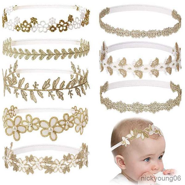 

hair accessories baby girls headbands newborn soft turban hairbands children toddler pearl kids elastic flower bands r230608, Slivery;white