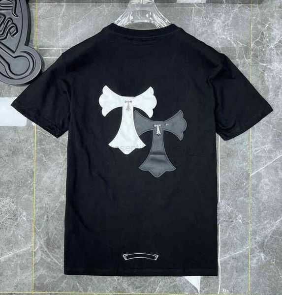 

classic men's heart luxury t shirt ch brand tees men women sanskrit letter chromes sweatshirts short sleeve horseshoe designer couple, White;black