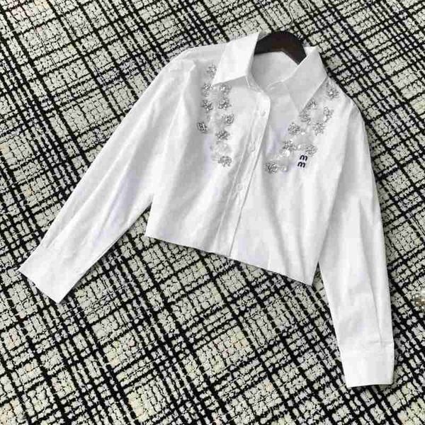 

men's casual shirts designer spring fashion shirt blouse french luxury cropped long sleeved shirts light rhinestone white shirt cardiga, White;black