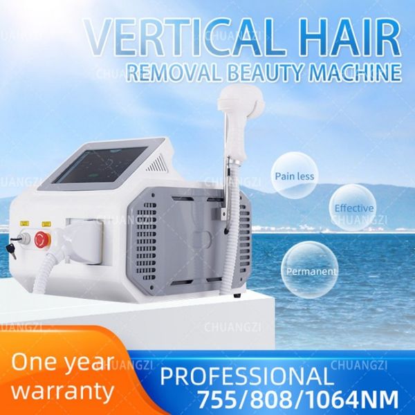 

2023 new design 2000w three wavelengths 755 808 1064 diode laser 808nm diode portable laser hair removal device, Black