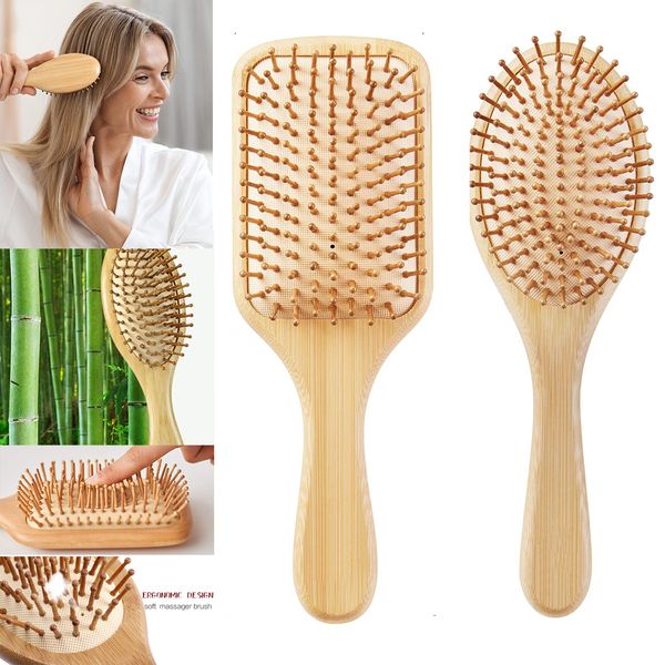

Wooden Bamboo Paddle Massage Brush Hairbrush Comb Scalp Hair Care Healthy Combs Styler Styling Tool