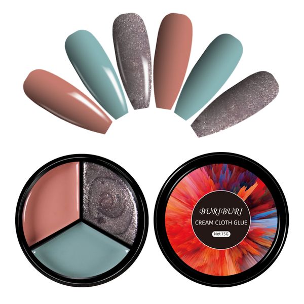 

buriburi solid gel nail polish palette soak led nail art white pink pudding gel 3 colors 15, Red;pink