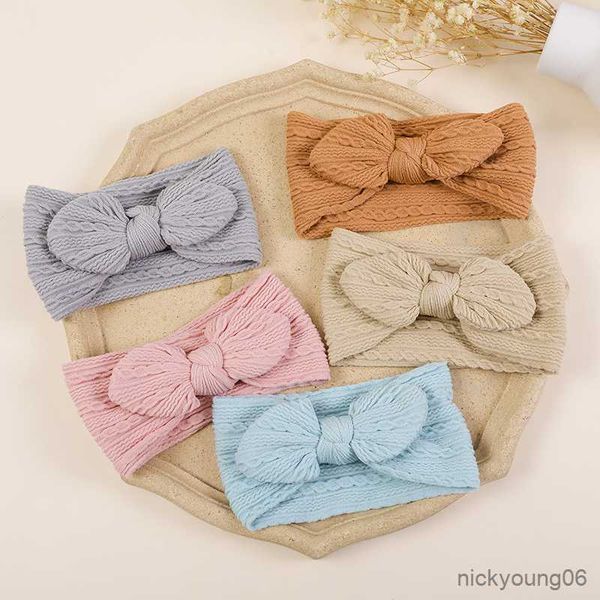

hair accessories ear baby cable knit headband for girls turban infants 's hairbands stretchy head r230608, Slivery;white