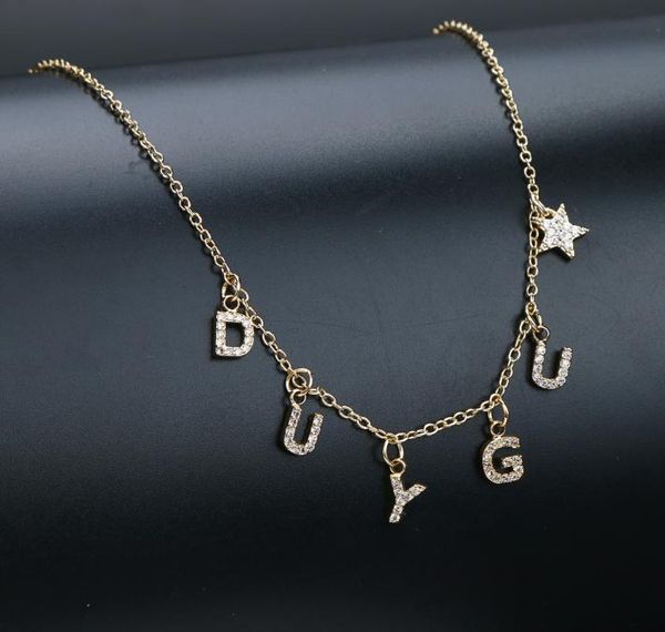 

doremi trendy zircon name necklace for women girl personalized name necklace copper pendant bijoux collares mujer collier y2008105431396, Silver