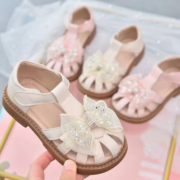 

2023 fashion pink kids shoes girls sandals kids designer shoes brand the new velcro for summer flat bottom sandals size 23-35 big girls 907, Black;red