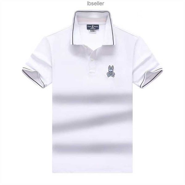 

men's skeleton rabbit psycho bunny polo shirt flocked print cartoon embroidery short sleeve fashion brand leisure casual loose men and, White;black