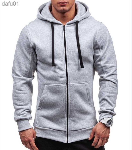 

hoodie men's jacket spring 2023 new solid cardigan hooded sweatshirt men's zipper sweatshirt coat black grey red s-3xl l230520